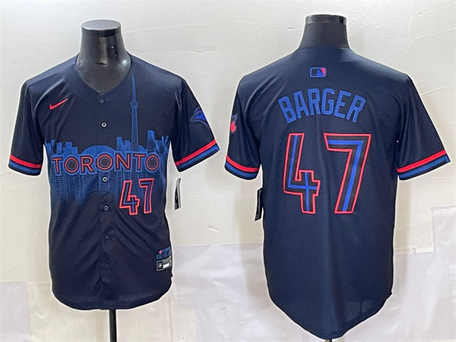 Men's Navy Toronto Blue Jays #47 Addison Barger 2024 City Connect Limited Stitched Baseball Jersey